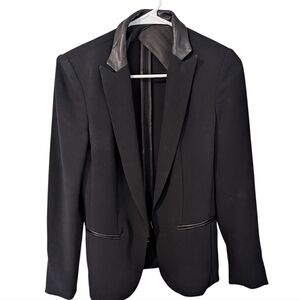 Rag&Bone,Black Blazer with Leather Accents,Size 0